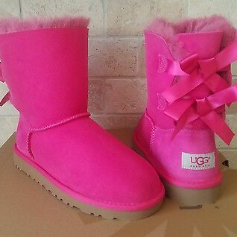 UGG Bailey Bow Hot Pink Sheepskin